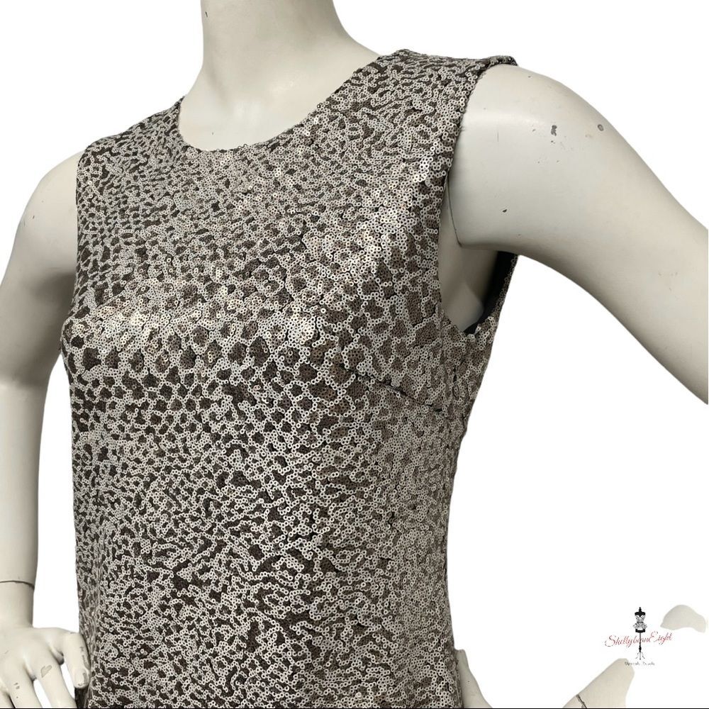 DKNY DKNYC Micro Sequin Snake Python Animal Print Dress Exposed Zip 2 4 XS - Picture 10 of 15
